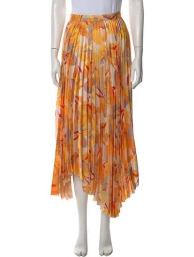 Pre-owned Acler Floral Print Long Skirt In Yellow
