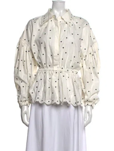 Pre-owned Acler Floral Print Long Sleeve Blouse In Neutrals