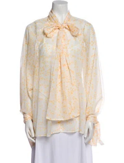 Pre-owned Acler Floral Print Long Sleeve Blouse In Yellow