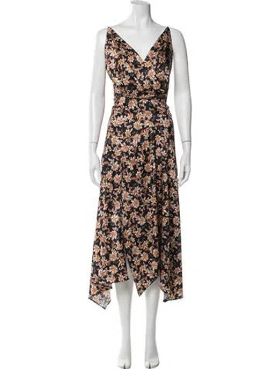 Pre-owned Acler Floral Print Midi Length Dress In Black