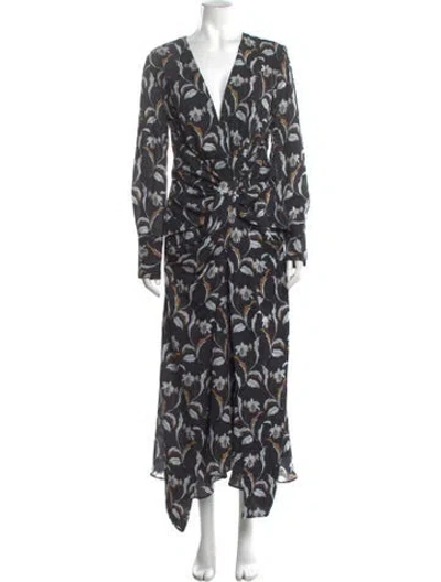 Pre-owned Acler Floral Print Midi Length Dress In Black