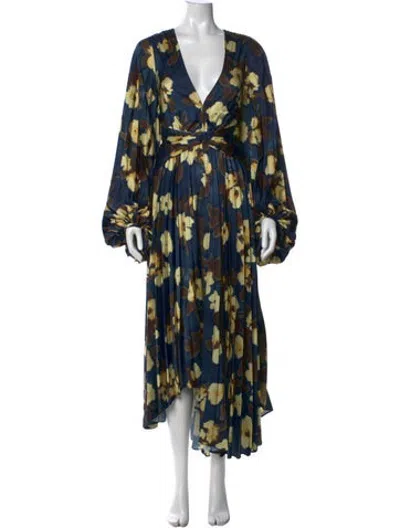 Pre-owned Acler Floral Print Midi Length Dress In Blue
