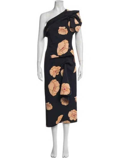 Pre-owned Acler Floral Print Midi Length Dress In Blue/yellow