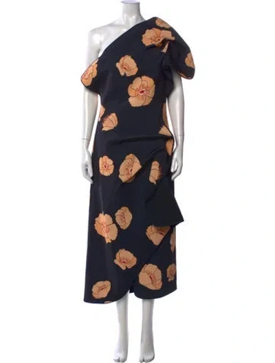 Pre-owned Acler Floral Print Midi Length Dress In Blue/yellow