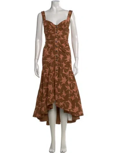 Pre-owned Acler Floral Print Midi Length Dress In Brown