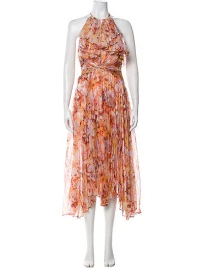 Pre-owned Acler Floral Print Midi Length Dress In Orange