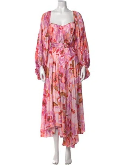Pre-owned Acler Floral Print Midi Length Dress In Pink