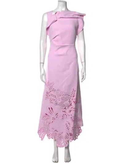 Pre-owned Acler Floral Print Midi Length Dress W/ Tags In Pink