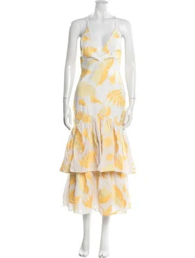 Pre-owned Acler Floral Print Midi Length Dress In Yellow