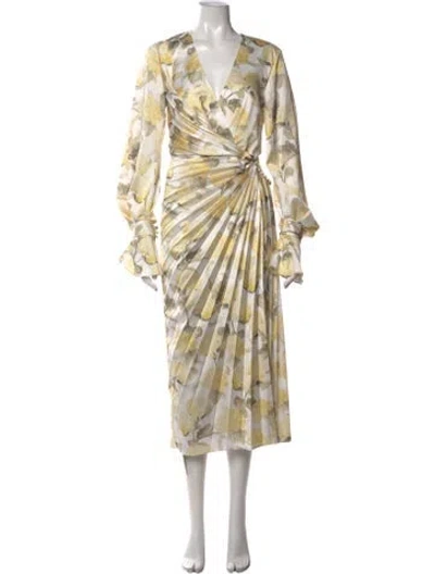Pre-owned Acler Floral Print Midi Length Dress In Yellow