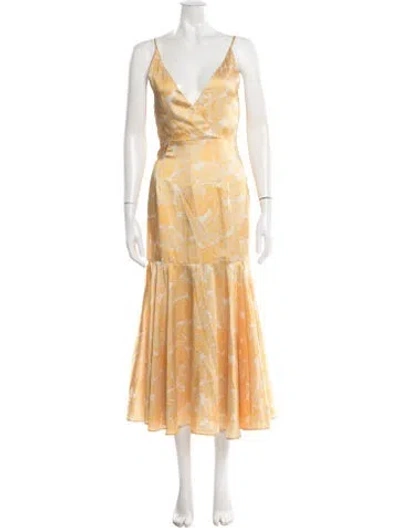 Pre-owned Acler Floral Print Midi Length Dress In Yellow