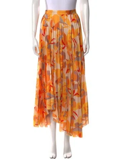 Pre-owned Acler Floral Print Midi Length Skirt In Orange
