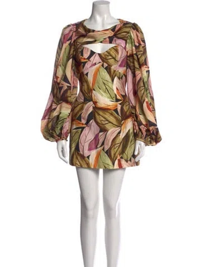 Pre-owned Acler Floral Print Mini Dress In Black