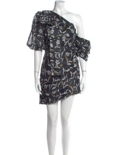 Pre-owned Acler Floral Print Mini Dress In Blue
