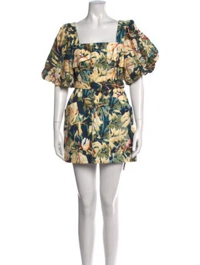 Pre-owned Acler Floral Print Mini Dress In Blue