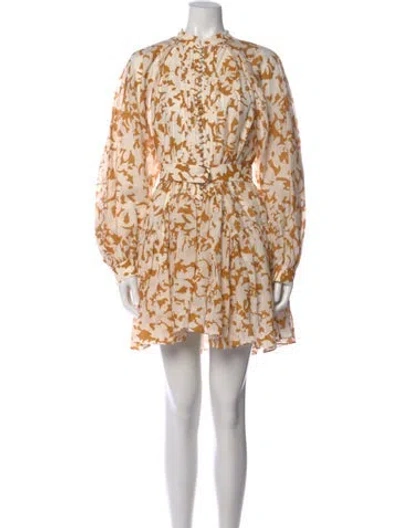 Pre-owned Acler Floral Print Mini Dress In Brown