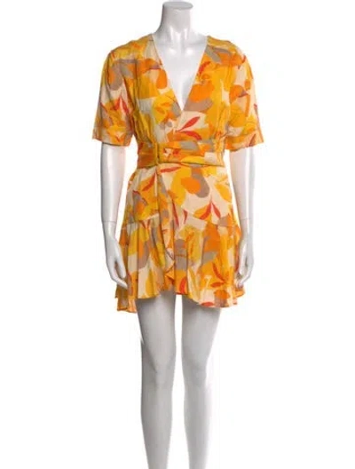 Pre-owned Acler Floral Print Mini Dress In Neutral