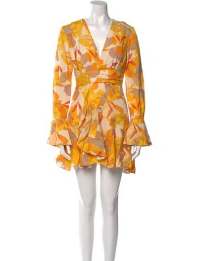Pre-owned Acler Floral Print Mini Dress In Neutral