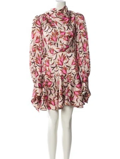 Pre-owned Acler Floral Print Mini Dress In Neutral