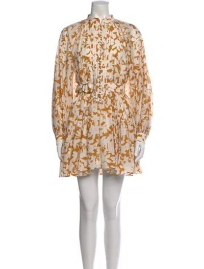 Pre-owned Acler Floral Print Mini Dress In Neutral