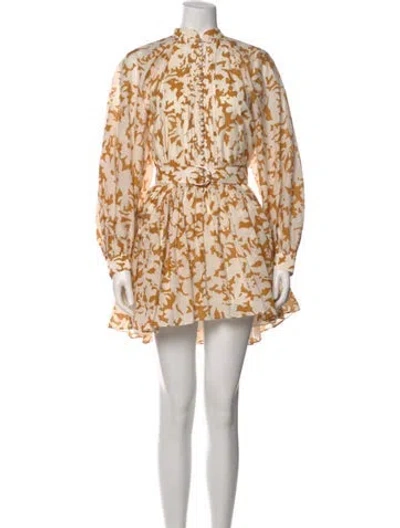 Pre-owned Acler Floral Print Mini Dress In Neutral