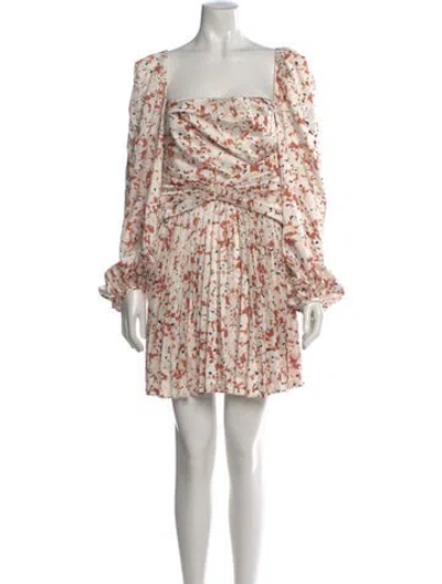 Pre-owned Acler Floral Print Mini Dress In Neutral