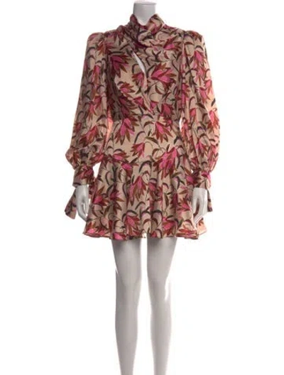 Pre-owned Acler Floral Print Mini Dress In Neutrals