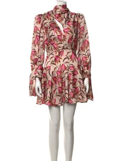 Pre-owned Acler Floral Print Mini Dress In Neutrals