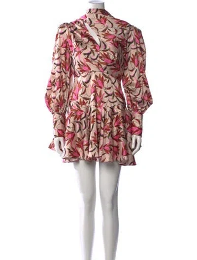 Pre-owned Acler Floral Print Mini Dress In Neutrals
