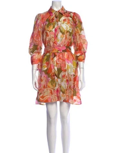 Pre-owned Acler Floral Print Mini Dress In Orange