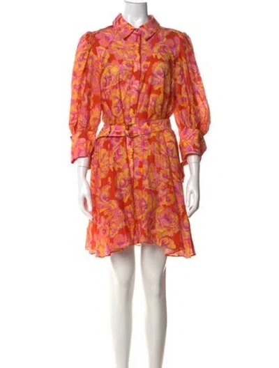 Pre-owned Acler Floral Print Mini Dress In Orange