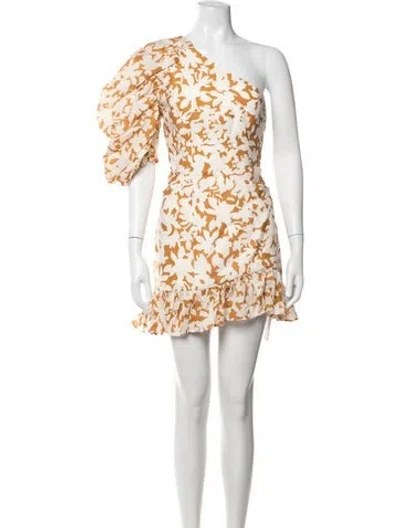 Pre-owned Acler Floral Print Mini Dress In Orange/white
