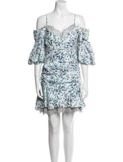 Pre-owned Acler Floral Print Mini Dress W/ Tags In Blue