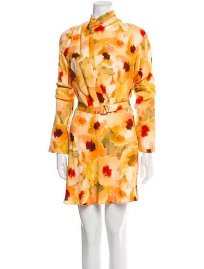 Pre-owned Acler Floral Print Mini Dress W/ Tags In Neutral