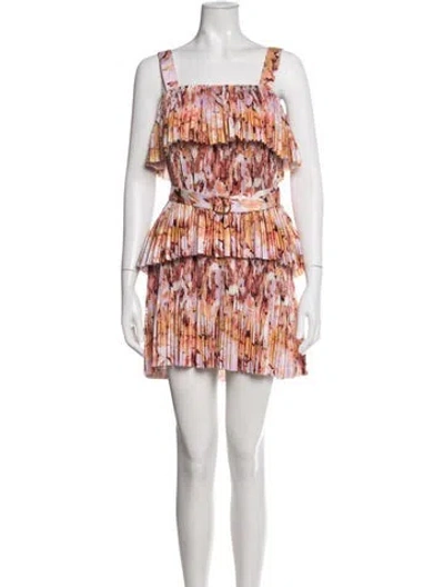 Pre-owned Acler Floral Print Mini Dress W/ Tags In Orange