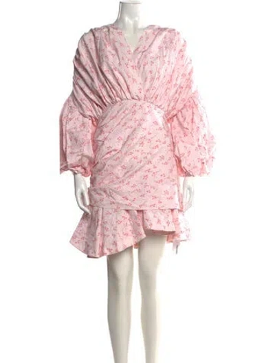 Pre-owned Acler Floral Print Mini Dress W/ Tags In Pink