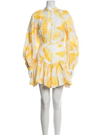 Pre-owned Acler Floral Print Mini Dress In White/yellow