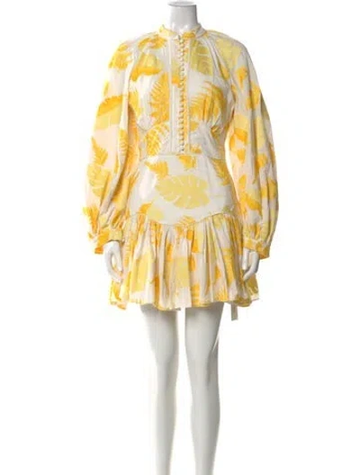 Pre-owned Acler Floral Print Mini Dress In Yellow