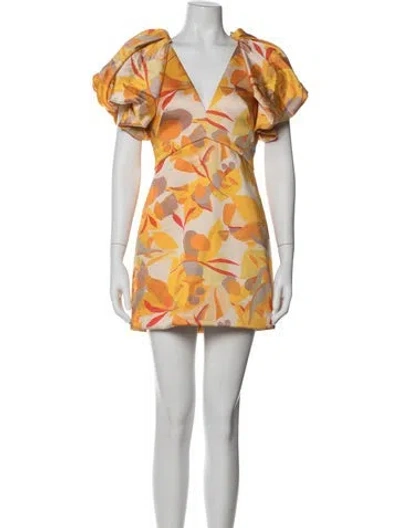 Pre-owned Acler Floral Print Mini Dress In Yellow