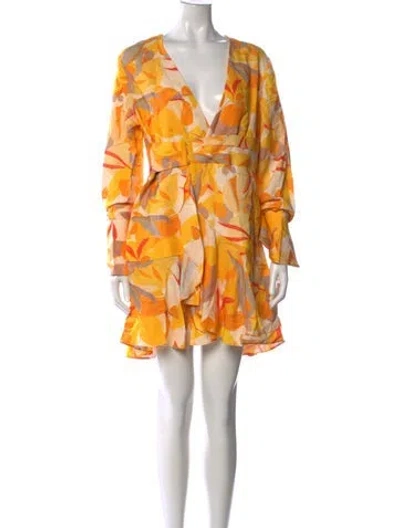 Pre-owned Acler Floral Print Mini Dress In Yellow