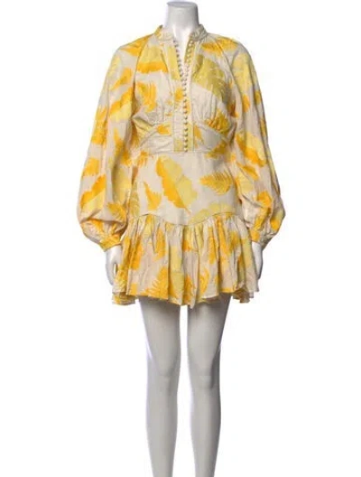 Pre-owned Acler Floral Print Mini Dress In Yellow
