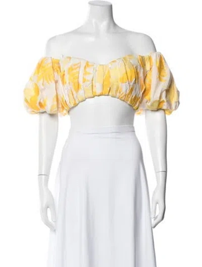 Pre-owned Acler Floral Print Off-the-shoulder Crop Top In Multi