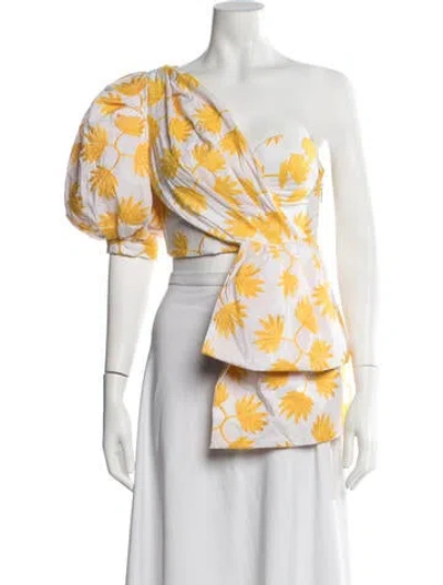 Pre-owned Acler Floral Print One-shoulder Top In Yellow