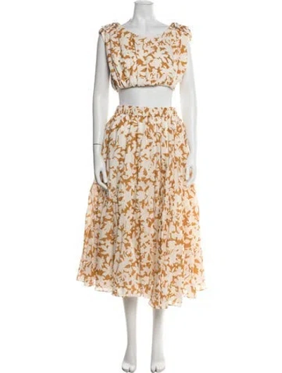 Pre-owned Acler Floral Print Skirt Set In Orange