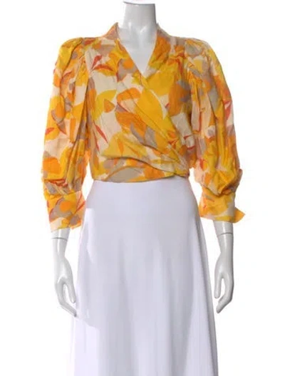 Pre-owned Acler Floral Print V-neck Blouse In Multi
