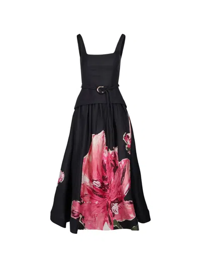 Acler Actonhill Floral Print Cocktail Dress In Black