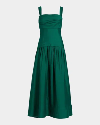 Acler Forever Young Reeve Linen-blend Drop-waist Maxi Dress In Green