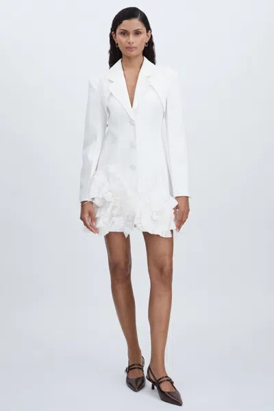 Acler Frill-hem Blazer Mini Dress In Ivory