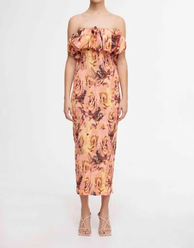 Acler Gallagher Sienna Petunia Midi Dress In Orange | ModeSens