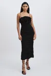 Acler Walsworth Sleeveless Rosette Gathered Fitted Midi Dress In Black